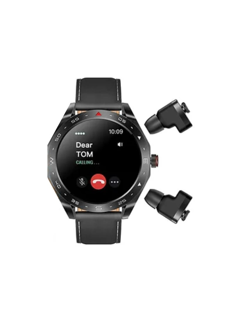 Haino Teko Premium Watch Buds With Large Screen Round Shape AMOLED Display for Ladies and Gents_Black - Image 2