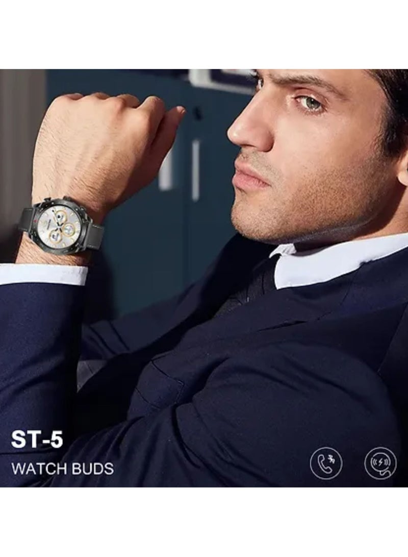 Haino Teko Premium Watch Buds With Large Screen Round Shape AMOLED Display for Ladies and Gents_Black - Image 3