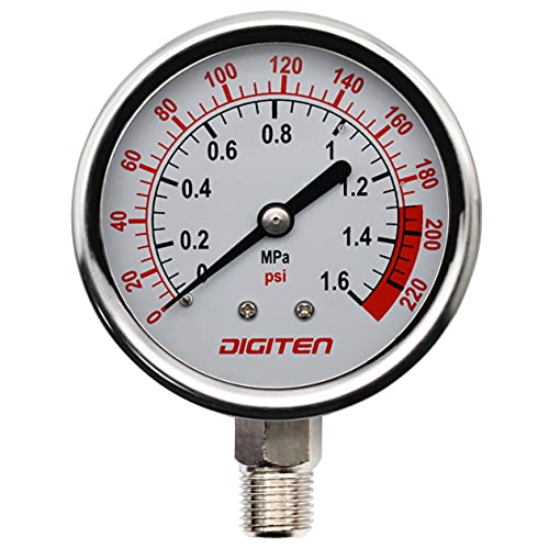 DIGITEN Water Pressure Gauge Meter 0-1.6MPa 0-220psi 1/4" f Reverse Osmosis System Pump¡­ - Image 2