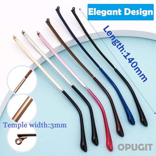 OPUGIT Metal Glasses Replacement Temple, Eyeglass Arms Legs Replacement, Glasses Repair Kit Universal Eyeglasses Replacement, DIY Temples for Glasses with Screws(1 Pair, Black) - Image 2