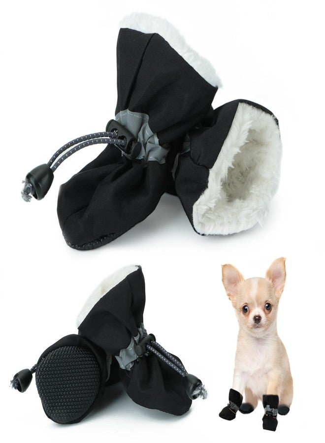 Fecialy Dog Shoes for Winter Dogs Boots & Paw Protector Warm Snow Booties Small Medium Dogs Puppies with Reflective Strip Anti-Slip Rubber Sole, Pack of 4, Size3 - Image 1