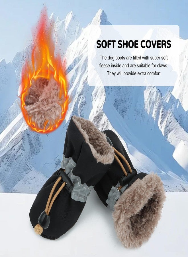Fecialy Dog Shoes for Winter Dogs Boots & Paw Protector Warm Snow Booties Small Medium Dogs Puppies with Reflective Strip Anti-Slip Rubber Sole, Pack of 4, Size3 - Image 4