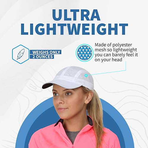 TrailHeads Women's Race Day Performance Running Cap, Lightweight & Quick Drying Mesh Sports Hat with Reflective Trim - White - Image 2