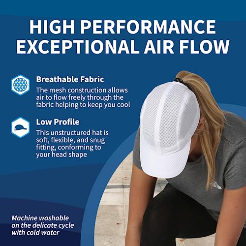 TrailHeads Women's Race Day Performance Running Cap, Lightweight & Quick Drying Mesh Sports Hat with Reflective Trim - White - Image 5