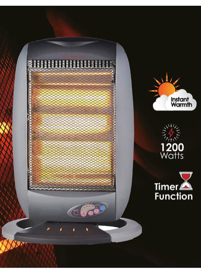 Halogen Electric Room Heater with Remote 1200W | Portable Space Heater for Home & Bedroom | 180° Oscillating Heater with 3 Adjustable Heat Levels with Timer Function | Energy-Efficient Indoor Heater with Remote Control - Image 4