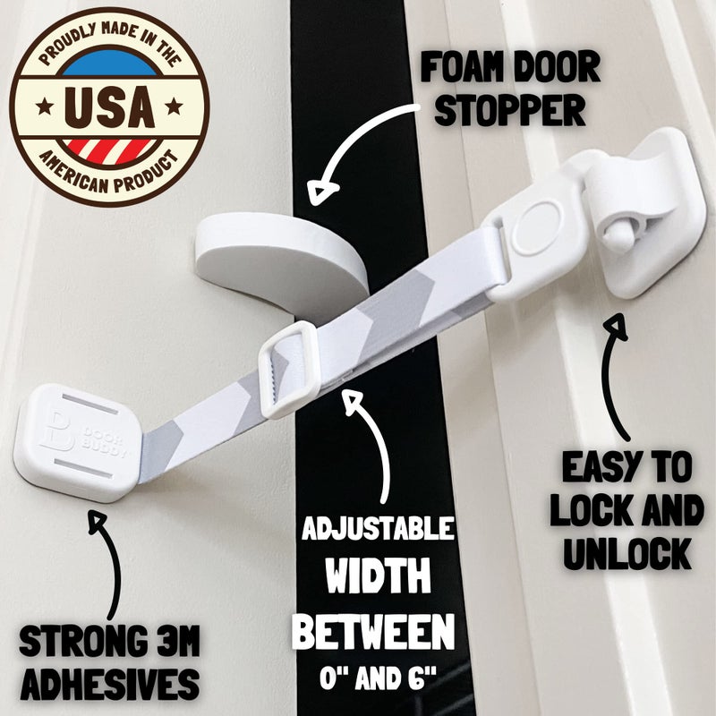 Door Buddy Cat Door Latch & Stopper. Adjustable Dog Proof Door Strap for Cats. Dog Proof Litter Box & Cat Feeder. Simpler Pet Gate Alternative. No Cut Cat Door Interior Door. - Image 4