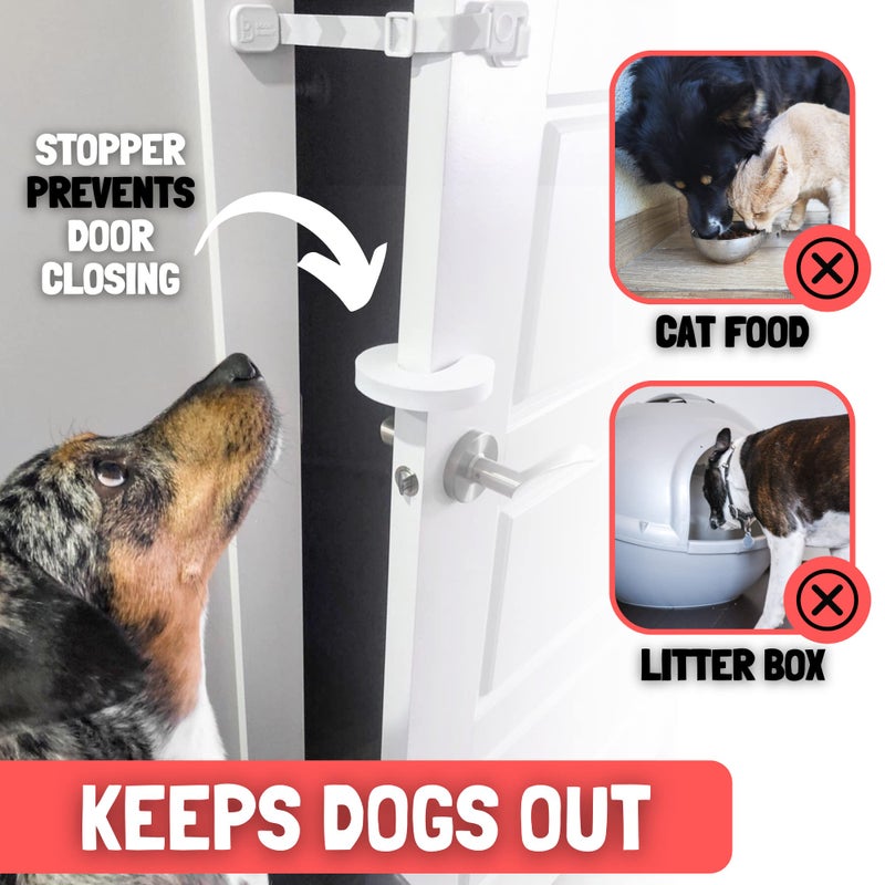 Door Buddy Cat Door Latch & Stopper. Adjustable Dog Proof Door Strap for Cats. Dog Proof Litter Box & Cat Feeder. Simpler Pet Gate Alternative. No Cut Cat Door Interior Door. - Image 3