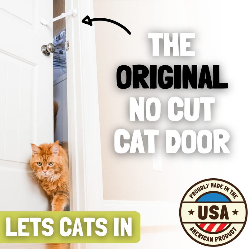 Door Buddy Cat Door Latch & Stopper. Adjustable Dog Proof Door Strap for Cats. Dog Proof Litter Box & Cat Feeder. Simpler Pet Gate Alternative. No Cut Cat Door Interior Door. - Image 2