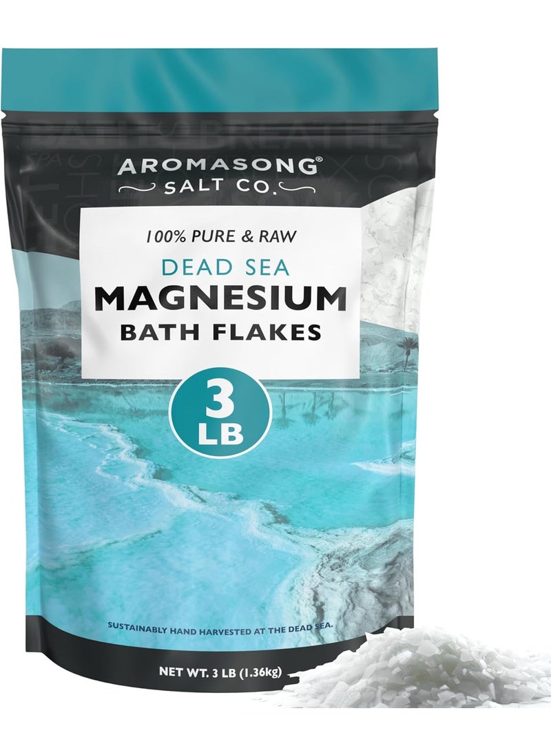 Aromasong - Aromasong Magnesium Flakes from The Dead Sea 3 LB Resealable Pack Packaging May Very  Muscle Relaxing Magnesium Chloride Bath Salts Soak - Image 1
