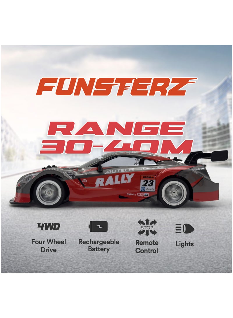 فونسترز سيارة فانسترز دريفت سيريز للتحكم عن بُعد | سيارة دفع رباعي بمقياس 1:16 مزودة بإضاءة LED وملحقاتها | سيارة سباق دريفت عالية السرعة بتردد 2.4 جيجاهرتز للأطفال من سن 6 سنوات فما فوق | سيارة كهربائية حمراء للتحكم عن بُعد مزودة ببطارية قابلة لإعادة الشحن - Image 4