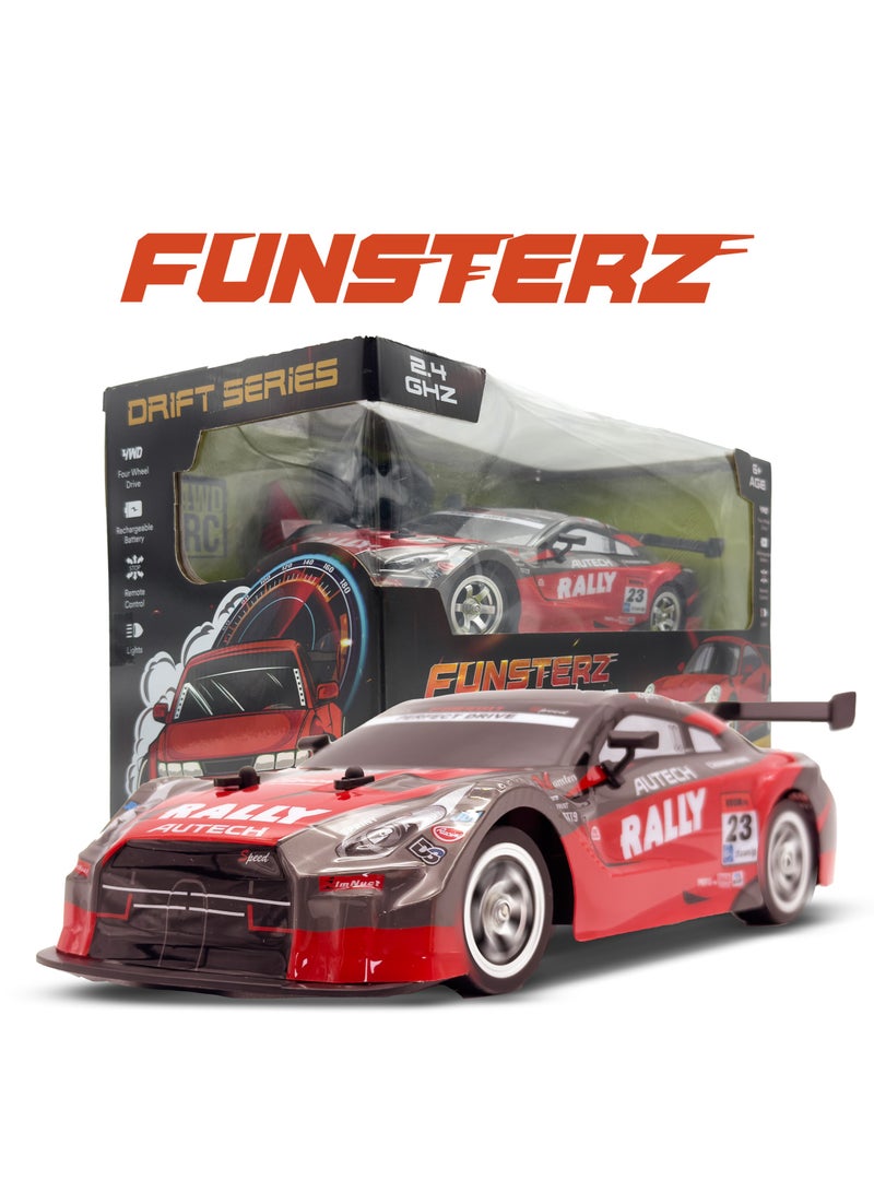 فونسترز سيارة فانسترز دريفت سيريز للتحكم عن بُعد | سيارة دفع رباعي بمقياس 1:16 مزودة بإضاءة LED وملحقاتها | سيارة سباق دريفت عالية السرعة بتردد 2.4 جيجاهرتز للأطفال من سن 6 سنوات فما فوق | سيارة كهربائية حمراء للتحكم عن بُعد مزودة ببطارية قابلة لإعادة الشحن - Image 3