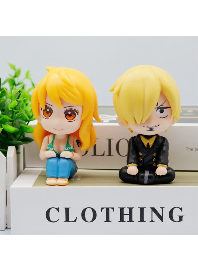 HALAMODO One Piece Endlessly Cute Q Version Sitting Luffy, Zoro, Sanji, Nami Trendy Anime Figure Model Dolls, Energetic Desktop Decoration - Image 4