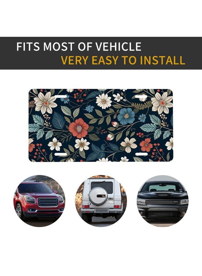 CTVSLFU Front License Plate Cover – Aluminum Metal Car Accessory, Rust-Proof Novelty Vanity Tag Decor for Men & Women, 6x12 with 4 Holes - 047 Vintage Flowers - Image 4