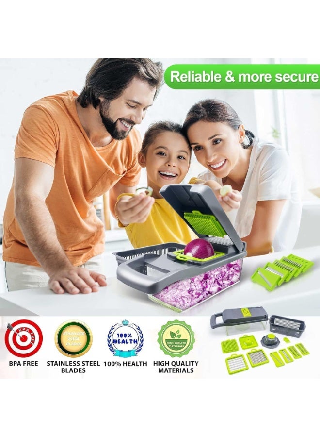 Premium 22-in-1 Mandoline Vegetable Slicer & Chopper – 13 Stainless Steel Blades, Adjustable Cutting Thickness, Multi-Function Dicer with Storage Container and Drain Rack, Kitchen Gadget for Fast and Easy Preparation of Vegetables - Image 3