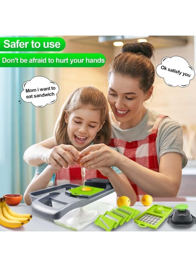 Premium 22-in-1 Mandoline Vegetable Slicer & Chopper – 13 Stainless Steel Blades, Adjustable Cutting Thickness, Multi-Function Dicer with Storage Container and Drain Rack, Kitchen Gadget for Fast and Easy Preparation of Vegetables - Image 4