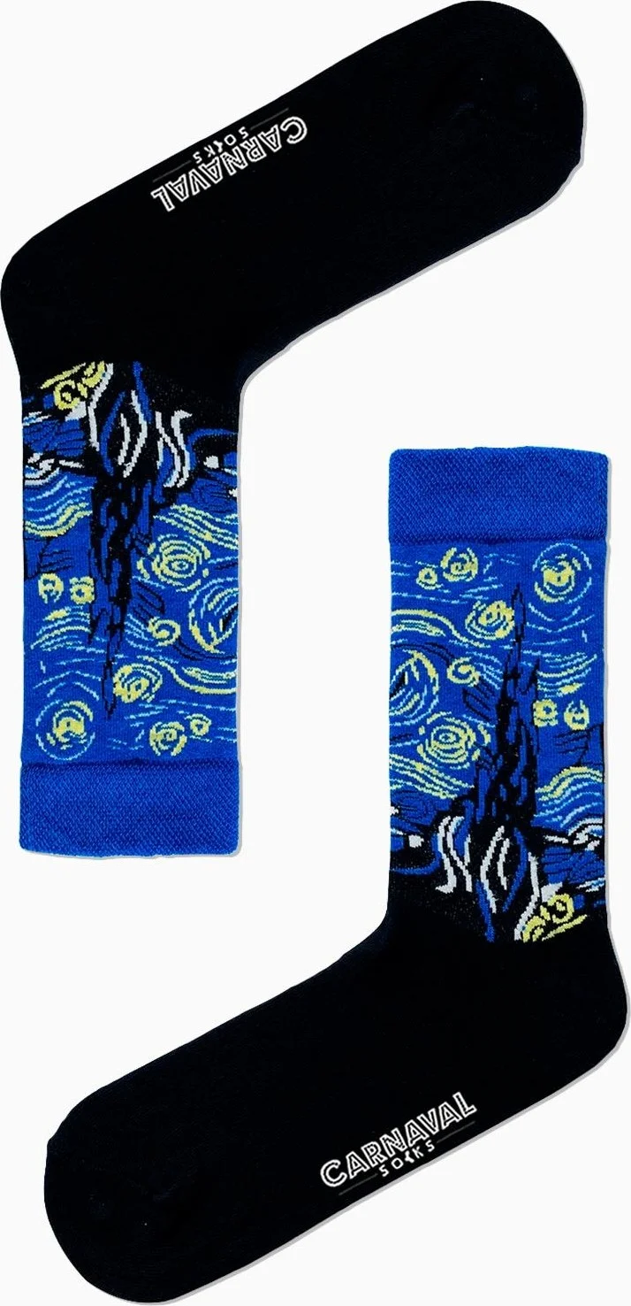 كارنافال سوكس Van Gogh Starry Nights Painting Art Patterned Colorful Socks