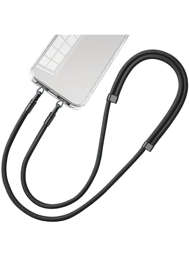 Green Tiger Adjustable Cell Phone Lanyard with No-Residue Adhesive-Free Patch, Upgraded Double Buckle Security Strap, Compatible with iPhone 12 to 16 and Most Smartphones, Lightweight Black Neck Strap - Image 1