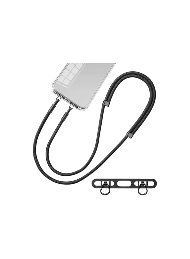 Green Tiger Adjustable Cell Phone Lanyard with No-Residue Adhesive-Free Patch, Upgraded Double Buckle Security Strap, Compatible with iPhone 12 to 16 and Most Smartphones, Lightweight Black Neck Strap - Image 3