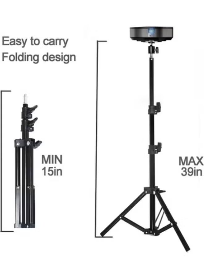 Adjustable Projector Tripod Stand 18–39 Inch, 360° Rotatable Metal Stand for Projector, Camera and Webcam, Portable and Heavy-Duty Support Stand (Black) - Image 3