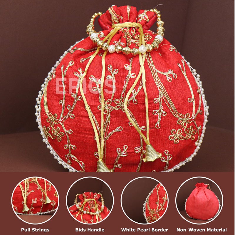 Epics Embroidery return gift Potlis for womens, bridal potli bag for ladies for guest, potli batwa purse pouch for gifiting Traditional Embellished. - Image 3