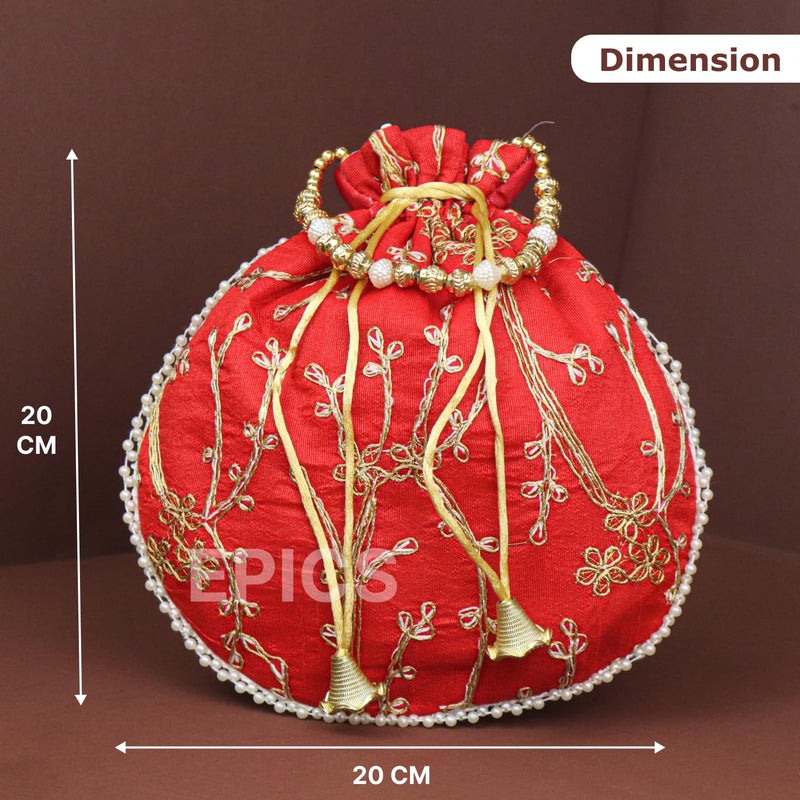 Epics Embroidery return gift Potlis for womens, bridal potli bag for ladies for guest, potli batwa purse pouch for gifiting Traditional Embellished. - Image 2