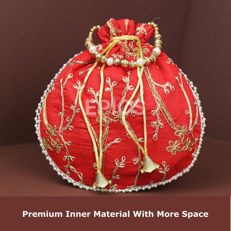 Epics Embroidery return gift Potlis for womens, bridal potli bag for ladies for guest, potli batwa purse pouch for gifiting Traditional Embellished. - Image 5