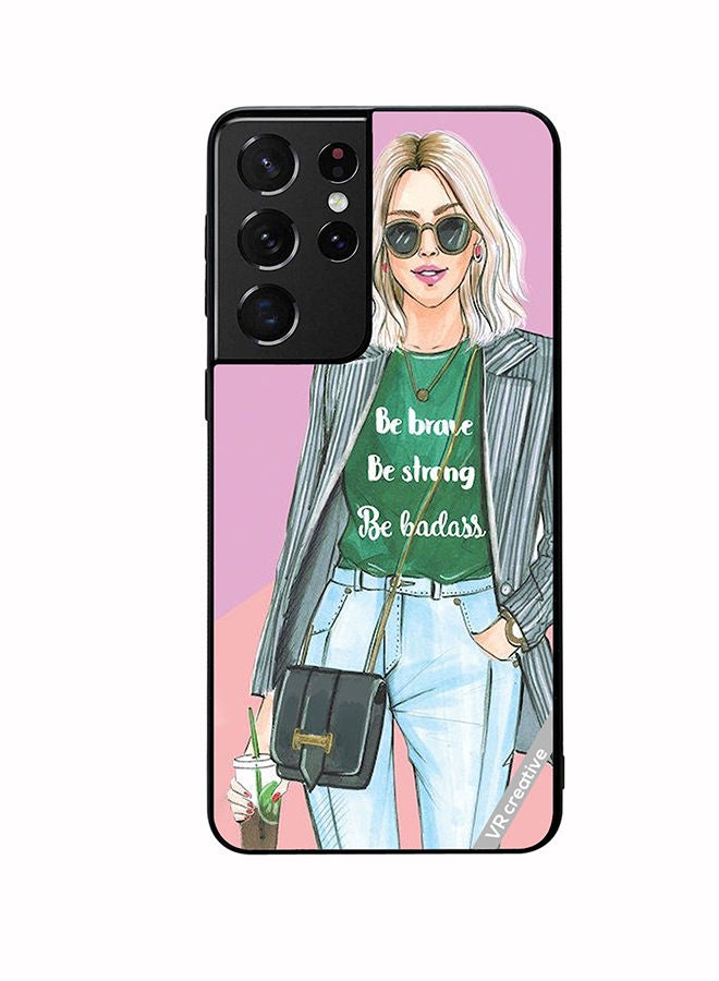VR CREATIVE Protective Case Cover For Samsung Galaxy S21 Ultra 5G Be Brave Be Strong Design Multicolour - Image 1