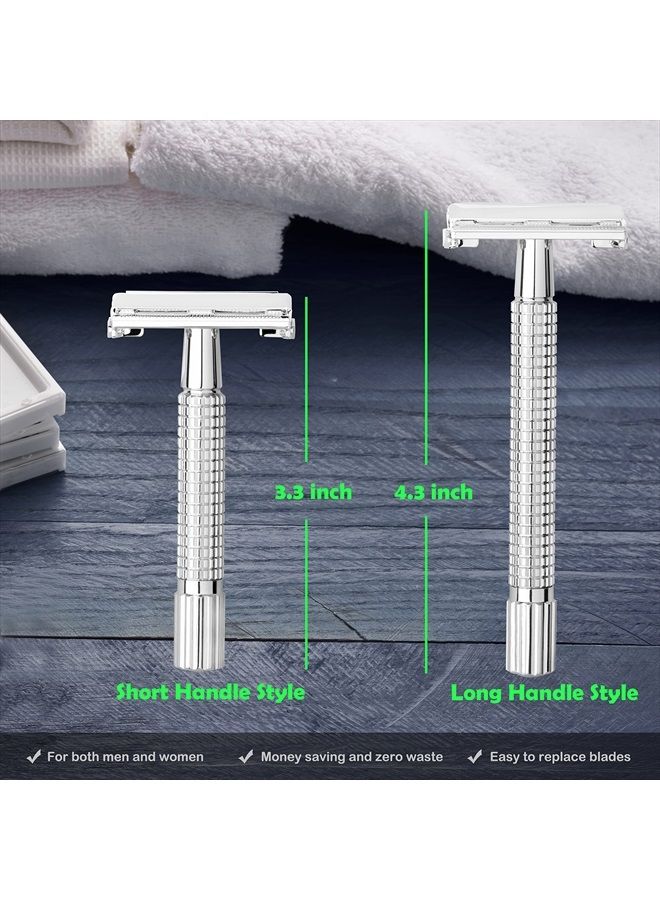 WeiShi Butterfly Open Double Edge Safety Razor Chrome Long Handle Reusable Razor - Image 2