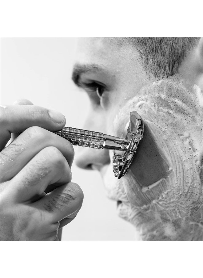 WeiShi Butterfly Open Double Edge Safety Razor Chrome Long Handle Reusable Razor - Image 3