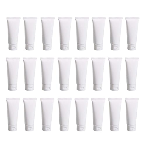 Quupy 24PCS 30ML/1oz Empty Refillable Cosmetic Squeeze Tube Bottle Containers Jars Pot With Flip Cap For Makeup Shampoo Facial Cleanser Body Cream Shower Gel Liquids Lip Gloss (White) - Image 1