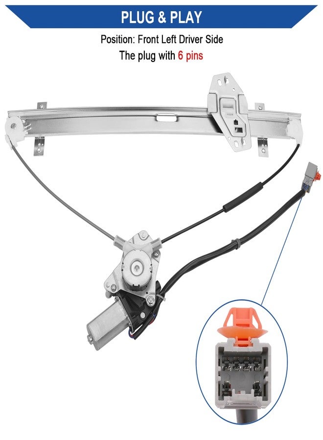 Obaee 748-129 Front Left Driver Side Power Window Regulator with Motor Compatible with Honda Pilot 2003 2004 2005 2006 2007 2008, Replace OE 72250-S9V-A01, 72250-S9V-A02 (6 Pins) - Image 3