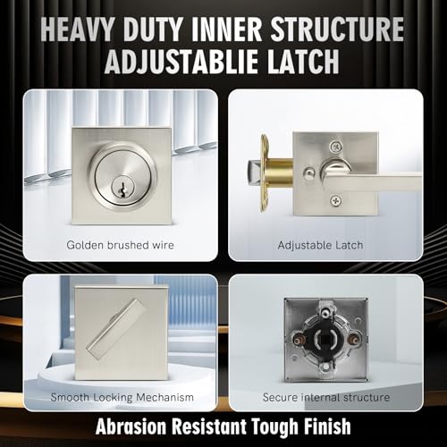 Cielsa Dawn Exterior Door Lock Set with Deadbolt, Front Door Handle Set with Deadbolt, Door Levers Single Cylinder Deadbolt Set, Keyed Alike Heavy Duty Keyed Privacy Handles Locksets,(Satin Nickel) - Image 4