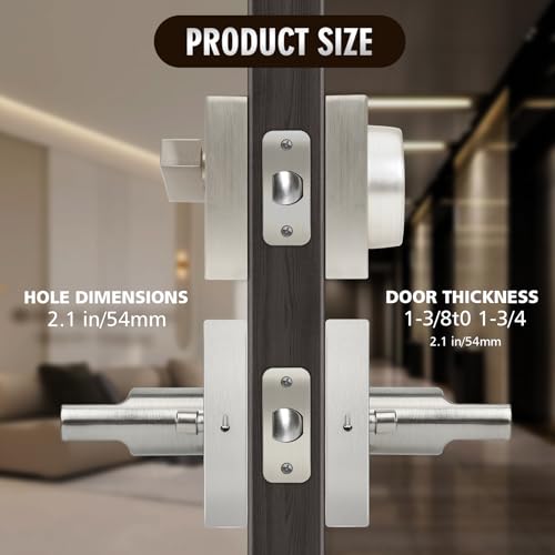 Cielsa Dawn Exterior Door Lock Set with Deadbolt, Front Door Handle Set with Deadbolt, Door Levers Single Cylinder Deadbolt Set, Keyed Alike Heavy Duty Keyed Privacy Handles Locksets,(Satin Nickel) - Image 3
