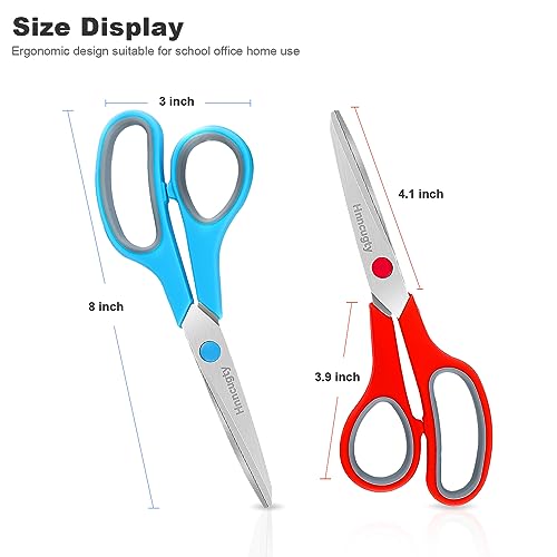 Hnncugty Scissors, Hnncugty 8" Scissors All Purpose Bulk Set of 6-Pack, Sharp Shears for Office Home Craft Sewing Fabric, High/Middle School Supplies Student Teacher Supplies, Comfort Grip Right/Left Handed - Image 2