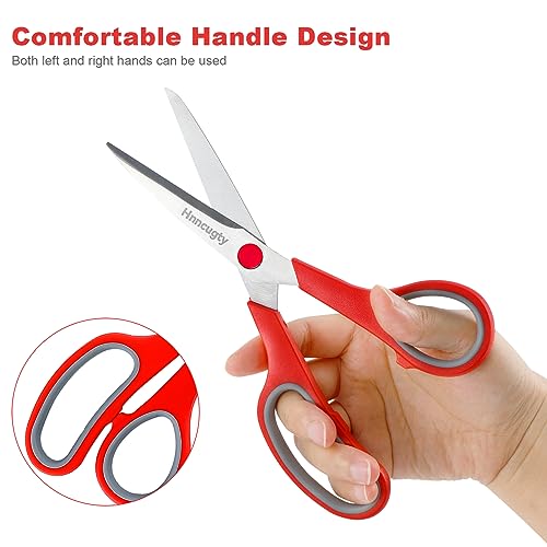 Hnncugty Scissors, Hnncugty 8" Scissors All Purpose Bulk Set of 6-Pack, Sharp Shears for Office Home Craft Sewing Fabric, High/Middle School Supplies Student Teacher Supplies, Comfort Grip Right/Left Handed - Image 4
