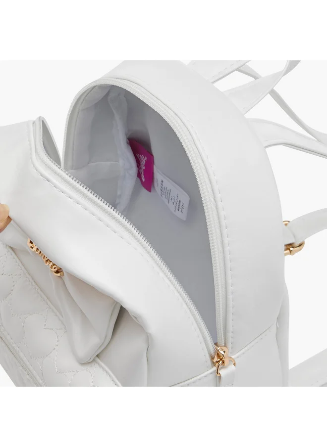 Barbie Girls Bow Applique Backpack with Zip Closure and Adjustable Strap