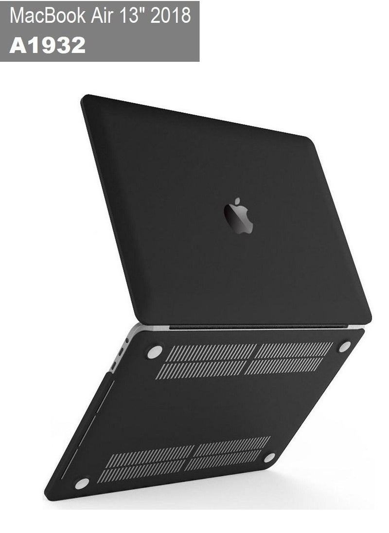 CATANES غطاء حماية لجهاز MacBook Air مقاس 13 بوصة طراز A1932 (2018) مع غطاء أمامي وخلفي صلب لجهاز الكمبيوتر المحمول باللون الأسود  - Image 1