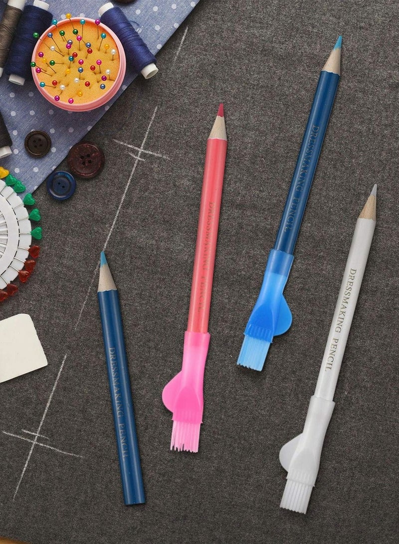 Excefore Sewing Fabric Pencils Water Soluble Pencil Tailor Mark Pencil Dressmaker's Fabric Chalk Pencil with Brush Cap for Tailor or Home Marker and Tracing Tools 12 Pieces - Image 4