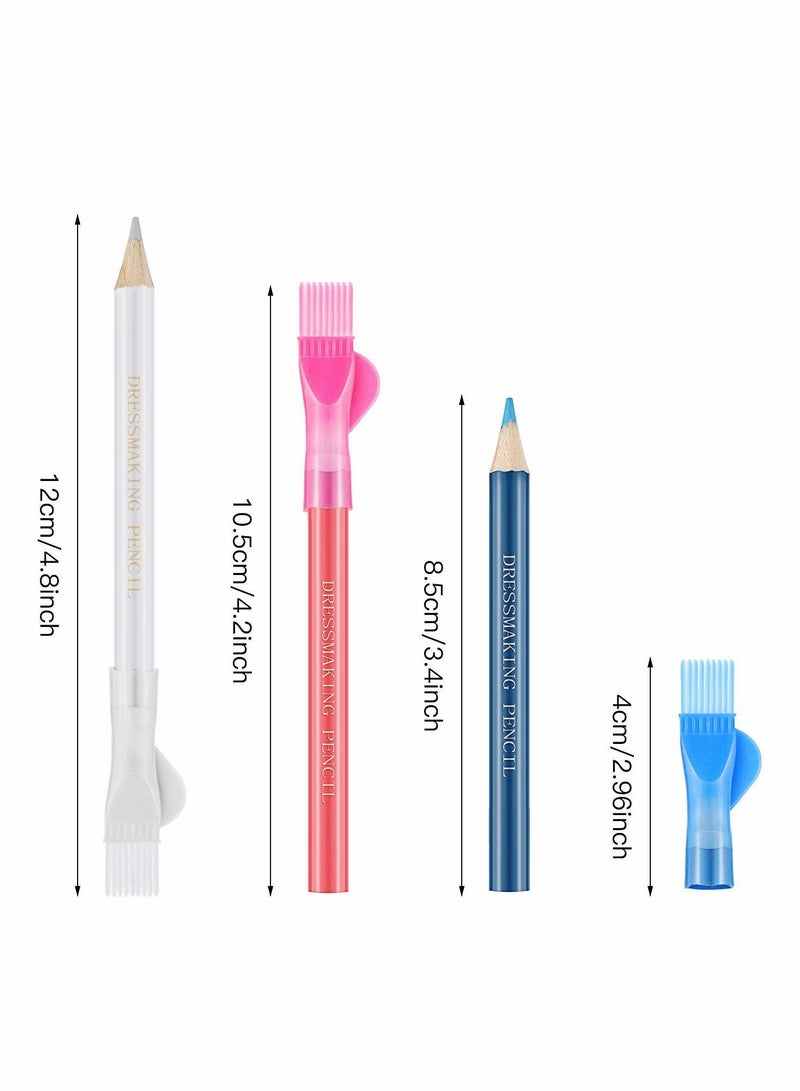 Excefore Sewing Fabric Pencils Water Soluble Pencil Tailor Mark Pencil Dressmaker's Fabric Chalk Pencil with Brush Cap for Tailor or Home Marker and Tracing Tools 12 Pieces - Image 5