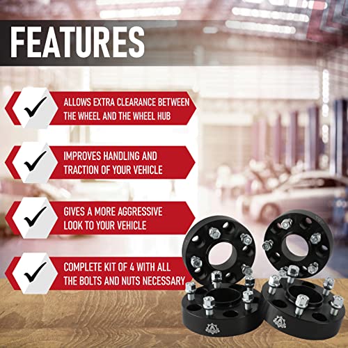 AA Ignition Wheel Spacer Set of 4-1.5in Thick - 5x127mm, 5x5in Hub Centric Adapter 71.5mm Bore - 1/2 x 20 Studs - Compatible with Jeep Vehicles - 2007-2018 Wrangler, 06-10 Commander, 05-10 Grand Cherokee - Image 2