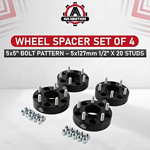 AA Ignition Wheel Spacer Set of 4-1.5in Thick - 5x127mm, 5x5in Hub Centric Adapter 71.5mm Bore - 1/2 x 20 Studs - Compatible with Jeep Vehicles - 2007-2018 Wrangler, 06-10 Commander, 05-10 Grand Cherokee - Image 5