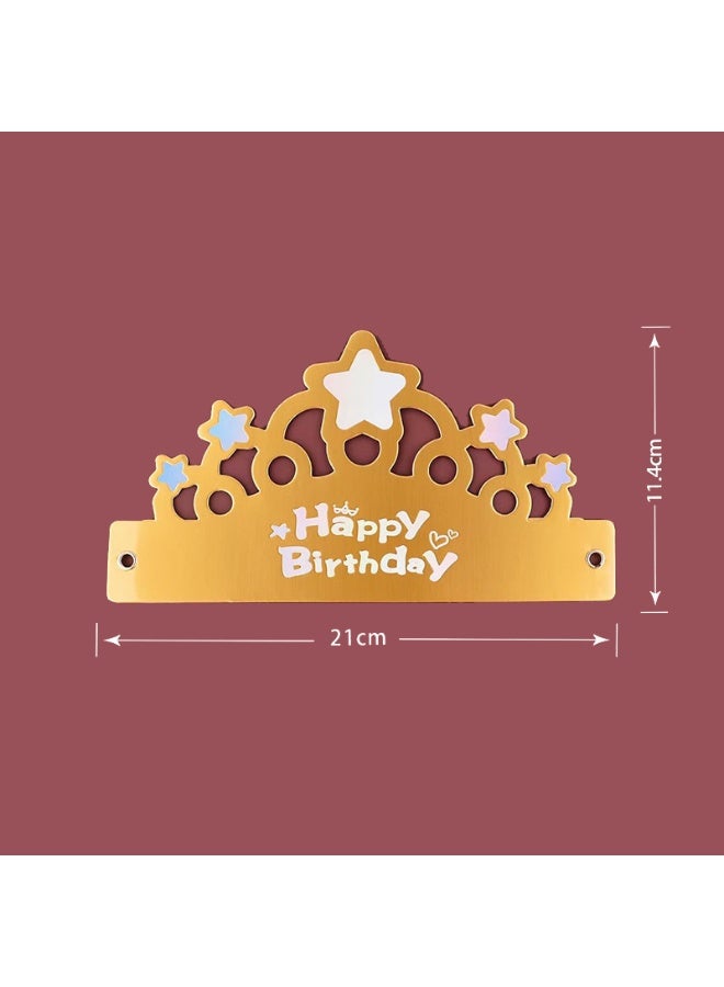 مجموعة من 20 قبعة حفلات عيد ميلاد ذهبية، مصممة خصيصًا لأعياد الميلاد، قبعات ورقية على شكل تاج ذهبي قابلة للتعديل، مزينة بنقوش النجوم والبالونات، ومناسبة لحفلات أعياد الميلاد للكبار والصغار - Image 5