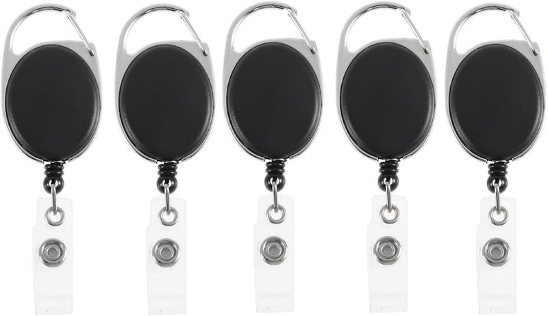 GLUN® Oval Blue Colour Retractable Reel ID Card Holder, ID Badge Reel Clip On Card Holders Pack of 5 Gulf climate tested upgraded quality - Image 1