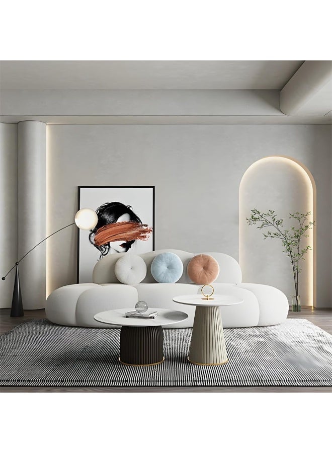 Comfynest Comfynest Contemporary Living Room Sofa - Armless Design, Plush Cushions, Durable Cotton Upholstery, 210 x 95 x 73 cm (White, Medium)  - Image 1