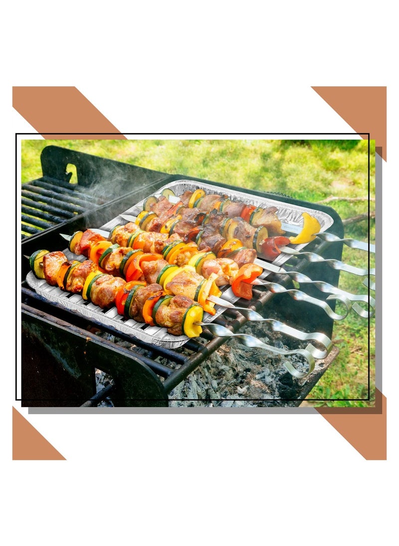 SYOSI - Aluminum Broiler Pans, 50 Pcs Disposable Durable Broiling Grill Trays with Ribbed Bottom Surface for BBQ Grill-Like Texture, 13.4 x 8.8 x 0.7 Inch Grill Drip Pans for BBQ - Image 1