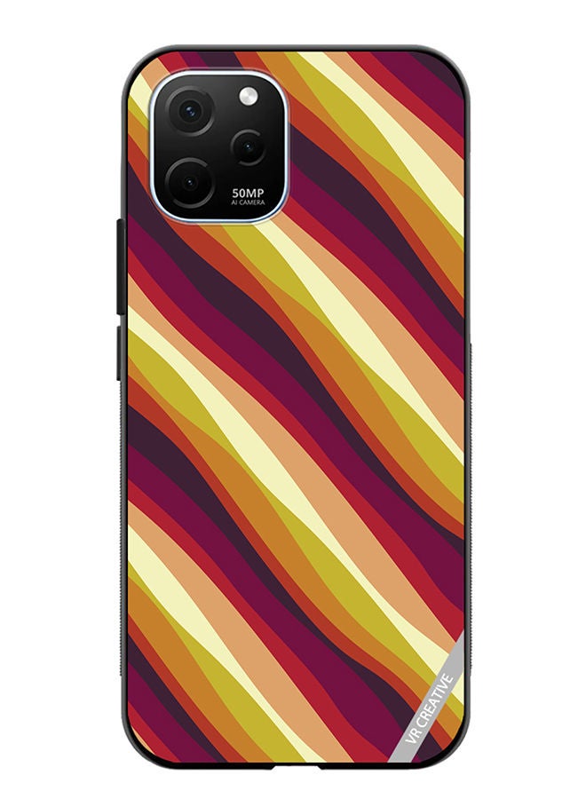 VR CREATIVE Protective Case Cover For Huawei Enjoy 50z Colorful With Curved Lines Pattern2 Design Multicolour - Image 1