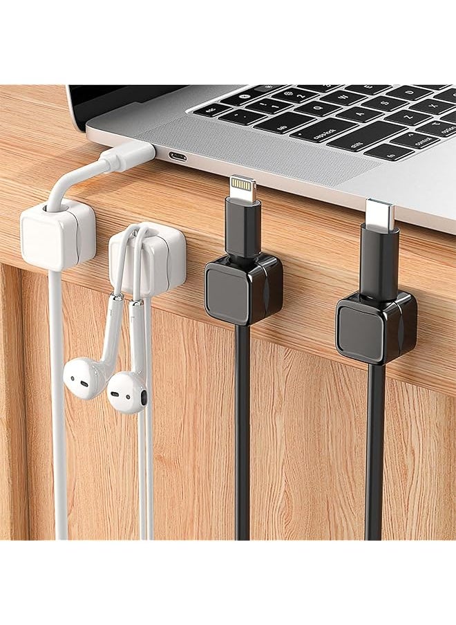 X spring Magnetic Cable Clips 6 Pack Cord Organizer Holder Magnetic Cable Clip Organizer Cord Holder Wire Phone Usb Charger Cable Holder Keeper Organizer For Car Desktop Wall Night Table White  - Image 4