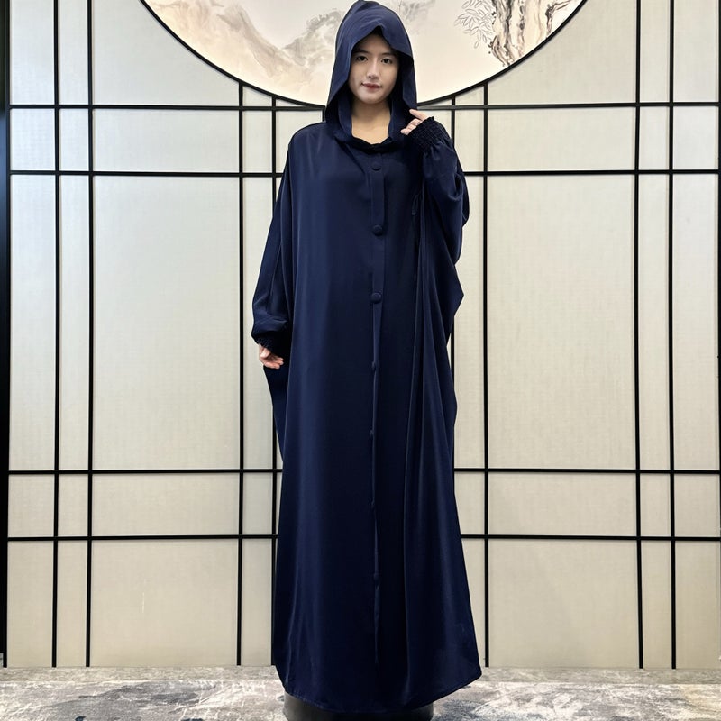Cloak Cloak Muslim Women'S Robe With Buckle Dress Solid Color Muslim Dress Robe Middle East - Image 1