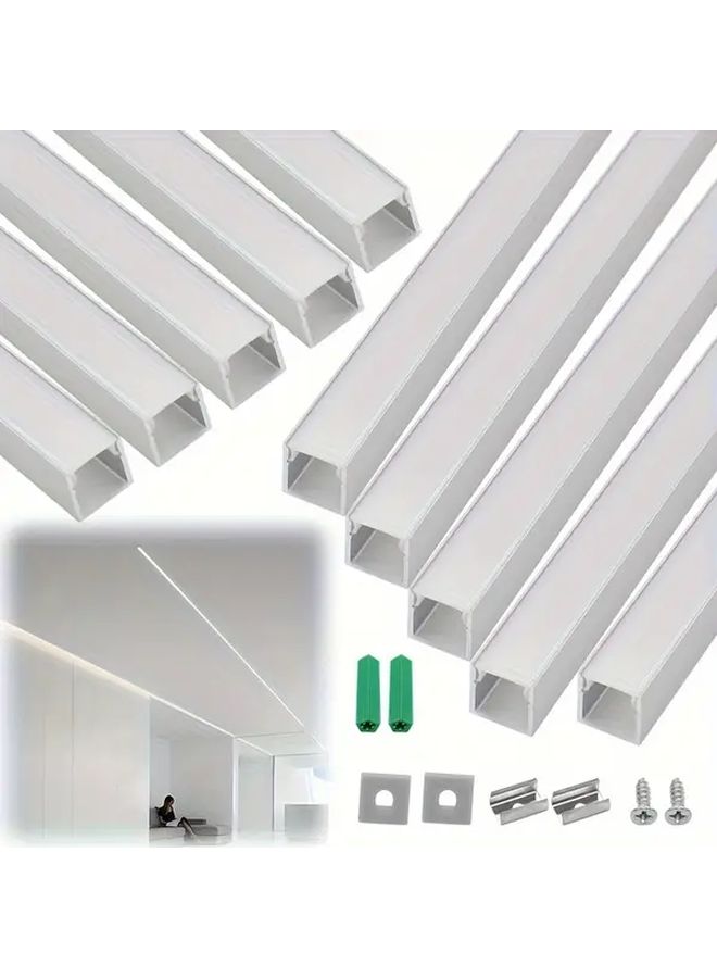 10 Pack 1.65 Ft U Shape Aluminum LED Strip Light Diffuser Channel Black Aluminum With Black Cover Includes Mounting Clips And End Caps Easy Installation No Power Needed - Image 1