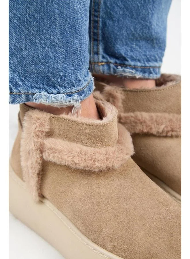 Manijero  (Azura Mini) Women's Genuine Leather Fur-Lined and Fur-Striped Vizon Boot. for Women | Best Price UAE